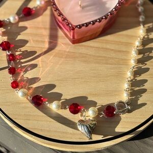 Elegant Red and Pearl Necklace